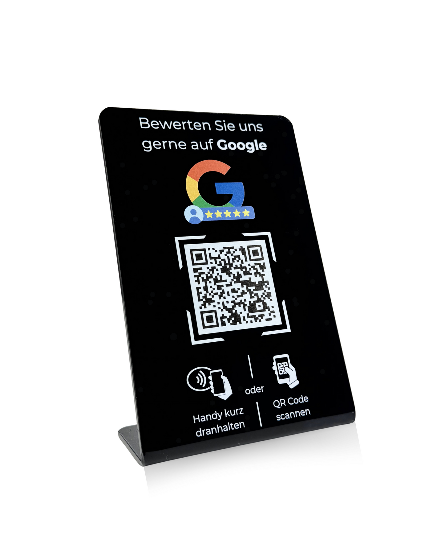Google Bewertung Aufsteller mit QR-Code und NFC