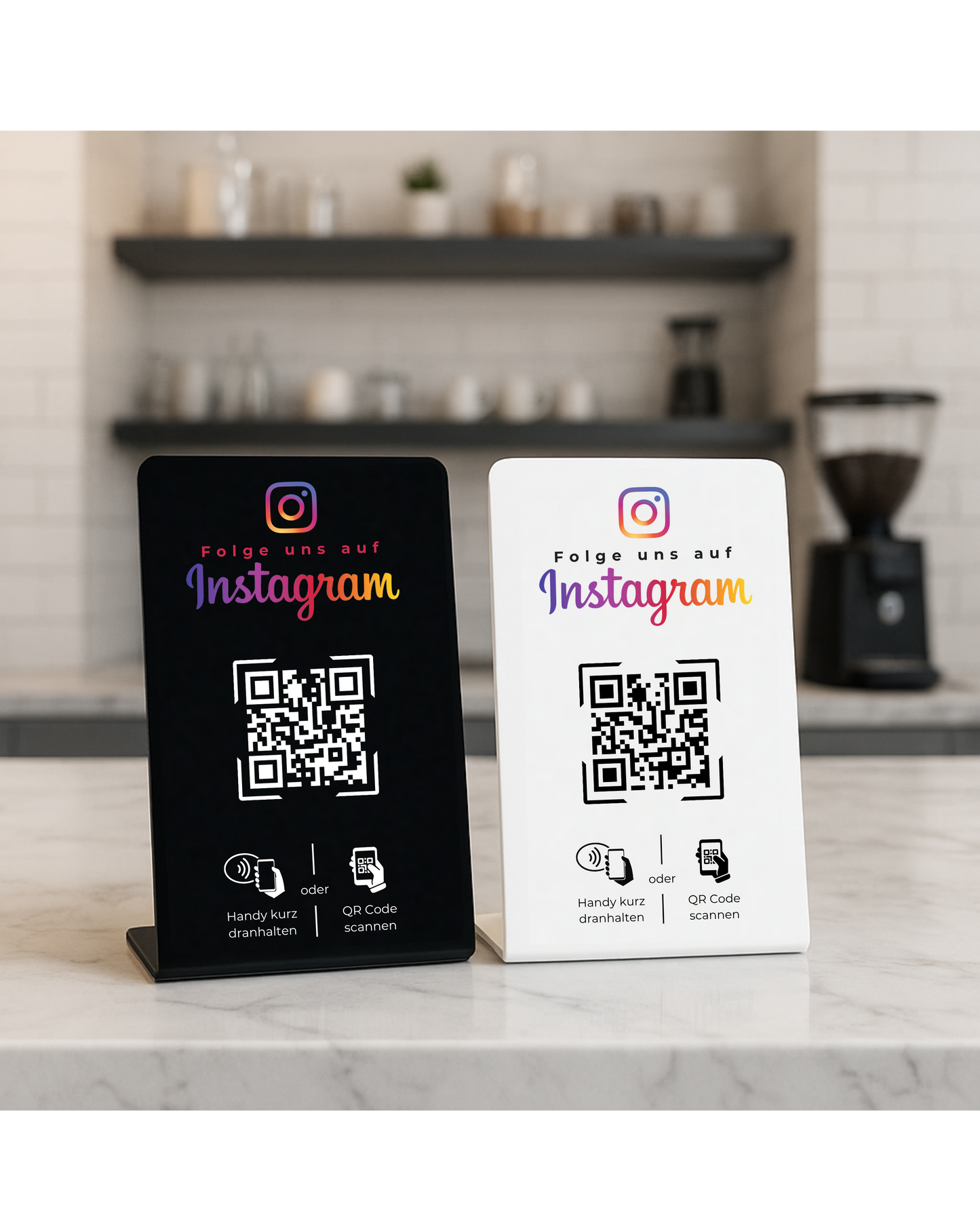 Instagram Follower Aufsteller mit QR-Code und NFC