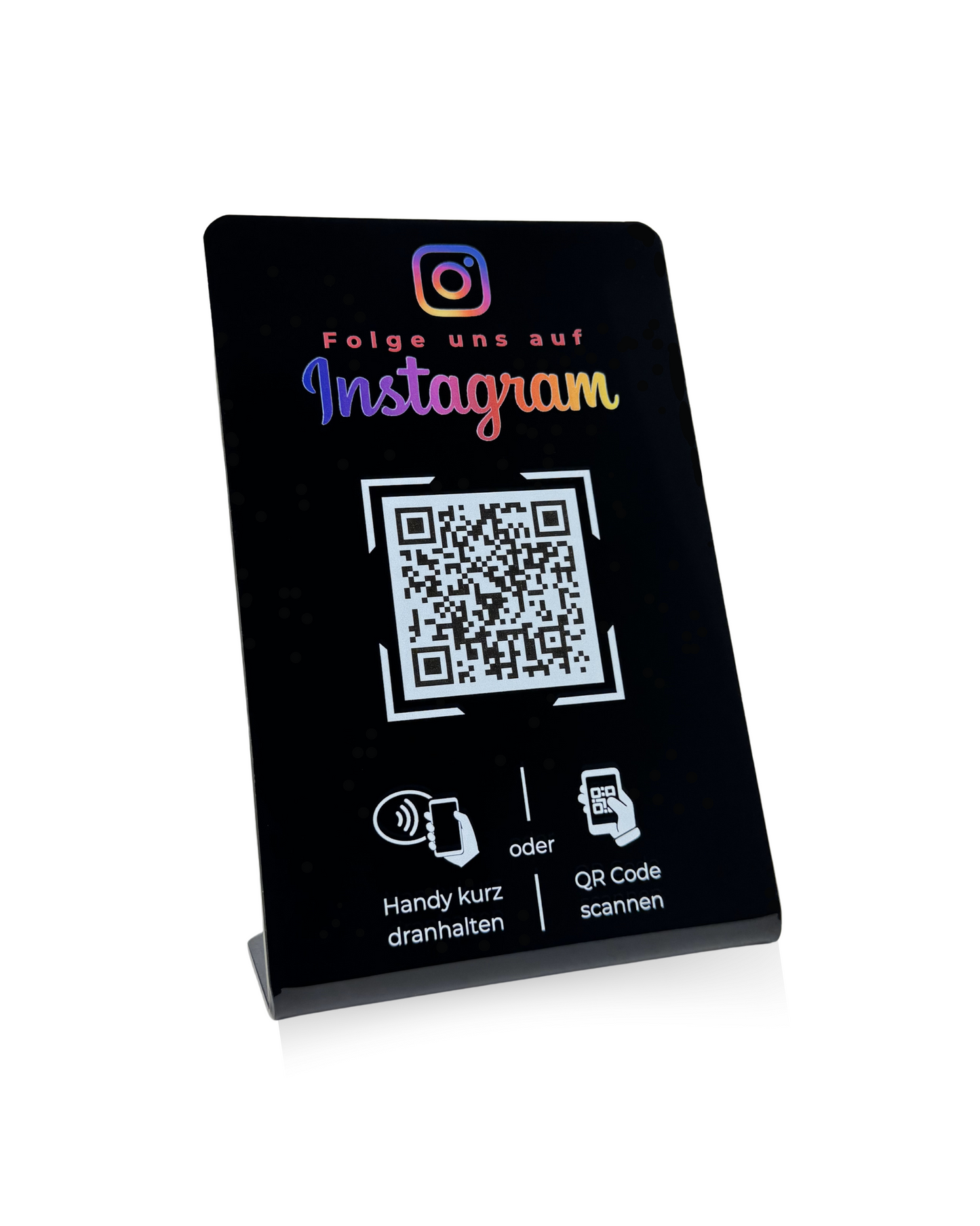 Instagram Follower Aufsteller mit QR-Code und NFC