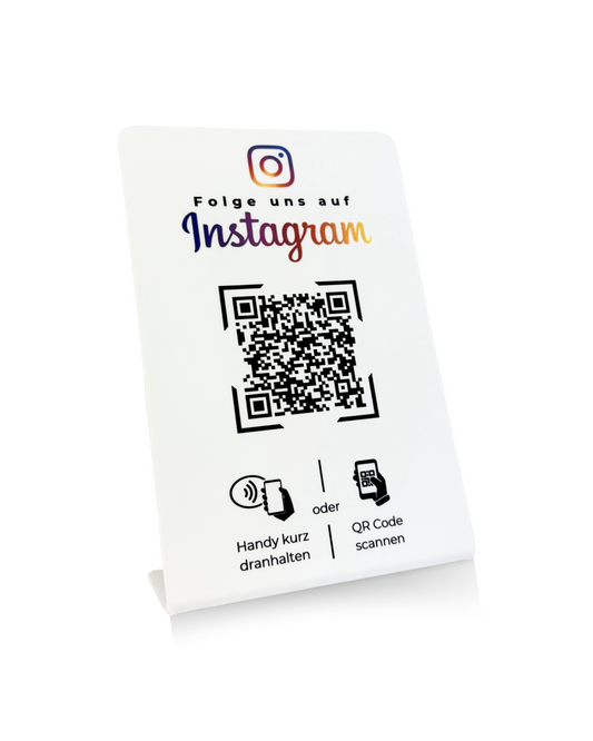 Instagram Follower Aufsteller mit QR-Code und NFC