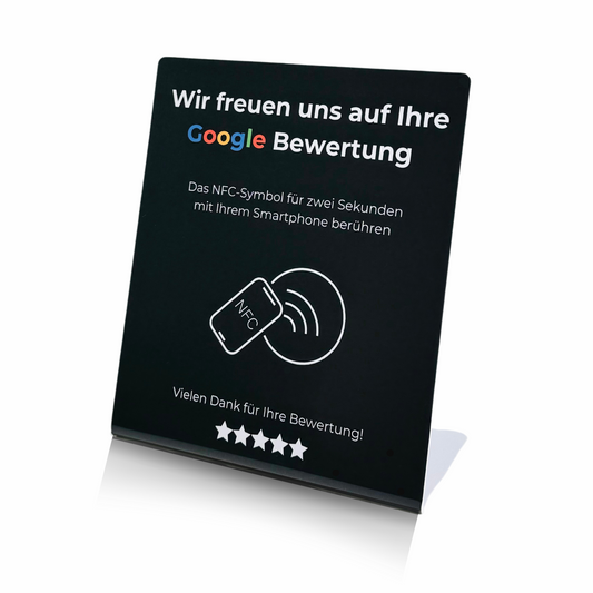 "Wir freuen uns auf Ihre Google Bewertung" NFC Aufsteller